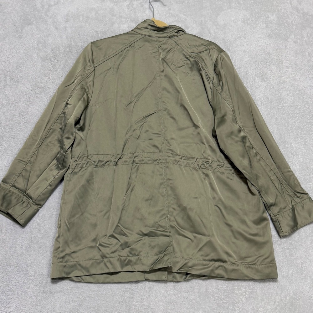 Chico's Utility Jacket Women 3P Olive Green Satin Anorak Field Coat 16P 18P - Picture 3 of 12